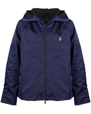 A_COLD_WALL* Overdye Logo-Plaque Panelled Hooded Jacket - Blue