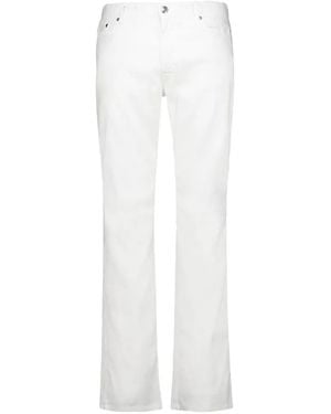 120% Lino Pantalon À Coupe Slim - White