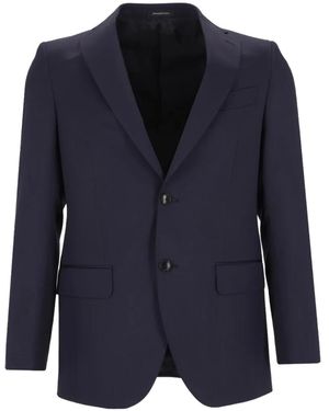 Al Duca d'Aosta Costume En Laine À Veste À Simple Boutonnage - Blue