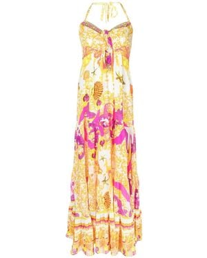CAMILLA Graphic-Print Halterneck Midi Dress - White