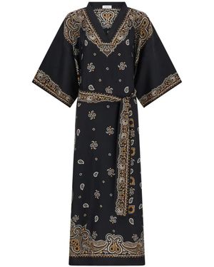 Ferragamo Arabesque Seidenkaftan Mit Print - Schwarz