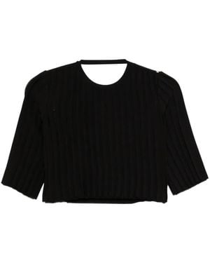 Sportmax SPSCamera ribbed cropped T-shirt - Schwarz