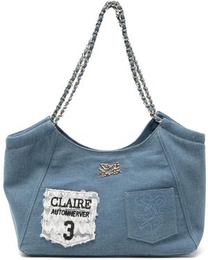 Secret Pon-pon Poche Patch-Pockets Shoulder Bag - Blue