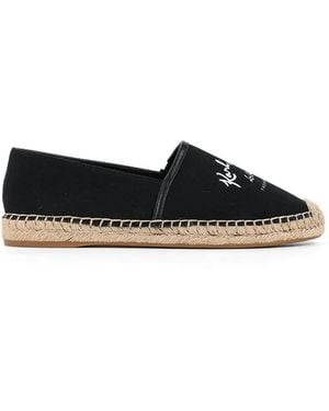 KARL LAGERFELD Logo-Embroidered Braided-Sole Espadrilles - Black