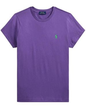 Polo Ralph Lauren Embroidered-Logo T-Shirt - Purple