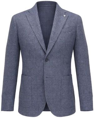 Lubiam Check Lapel Pin Blazer - Blue
