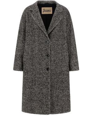 Herno Herringbone Coat - Grey