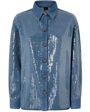 Pinko Sequin-Embellished Denim Shirt - Blue