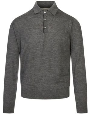 Canali Long-Sleeve Polo Shirt - Gray
