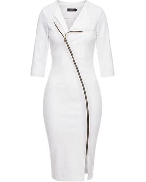 ROSERRY Vestido Midi Con Cremallera - Blanco