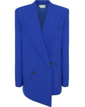 McQueen Structured Double-Breasted Jacket - Blue