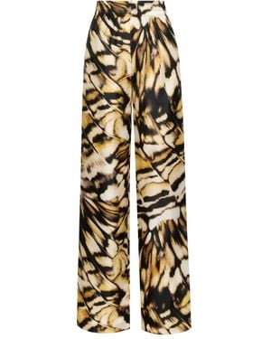 Oscar de la Renta Printed Silk Trousers - Natural