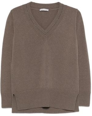 Le Tricot Perugia Vネック プルオーバー - ブラウン