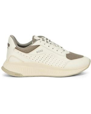 BOSS Perforated Mesh-Panel Sneakers - White