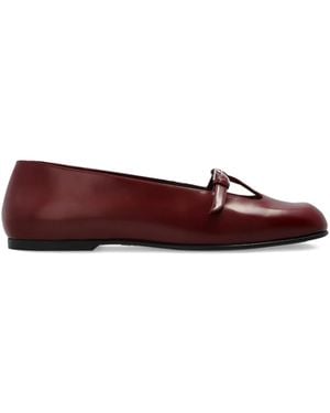 NODALETO Buckle-Detail T-Bar Ballet Flats - Red