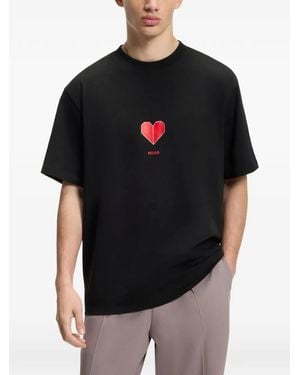 HUGO Dalentin Origami-Print T-Shirt - Black