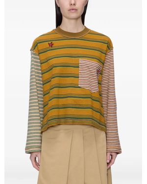 Song For The Mute Striped Patch-Pocket Jumper - Yellow