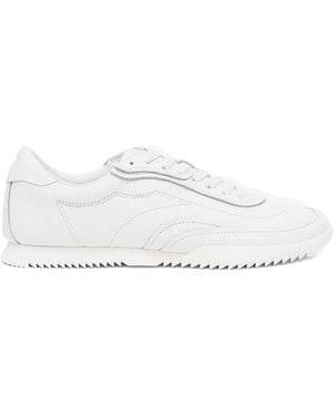 BOSS Logo-Emed Leather Trainers - White