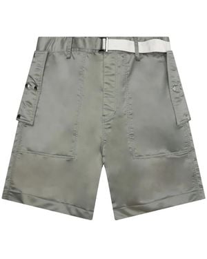 Sacai Twill Belted Shorts - Grey