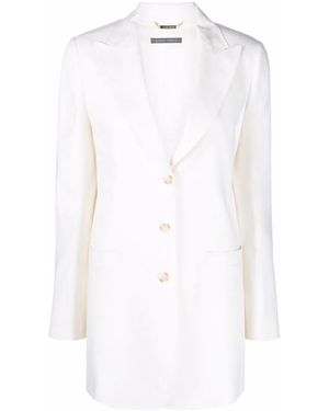 Alberta Ferretti Longline Single-Breasted Blazer - White
