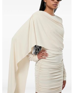 ANDAMANE Xenia Cape-Effect Ruched Mini Dress - Natural