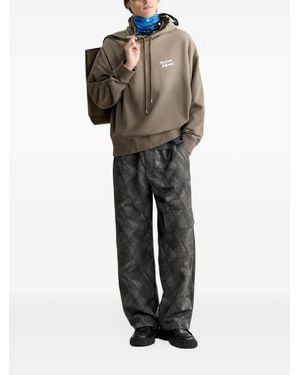 Maison Kitsuné Logo-Print Cotton Hoodie - Brown