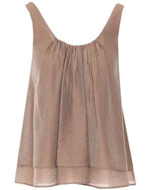 Elle Draped-Detail Top - Brown