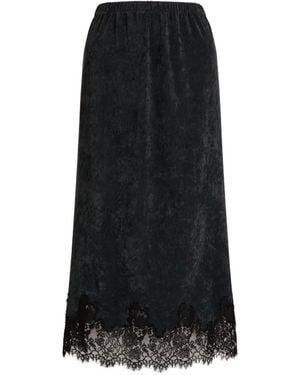 Alberta Ferretti Lace-Trim Midi Skirt - Black