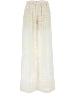 Fendi Lace-Panel Pants - White