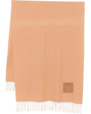 Liu Jo Fringed Logo-Patch Scarf - Natural