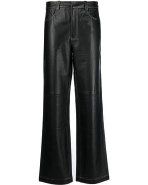 Axel Arigato Spencer Straight-Leg Leather Trousers - Black