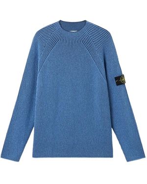 Stone Island 5100023 Geribbelde Trui Met Raglan Mouwen - Blauw