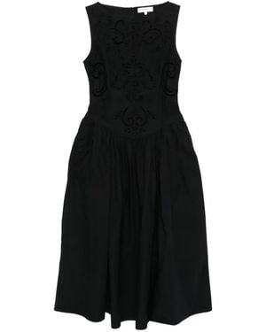 Stine Goya Robe Mi-Longue À Fleurs Brodées - Black