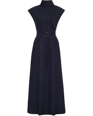 Adam Lippes Akane Belted Midi Dress - Blue
