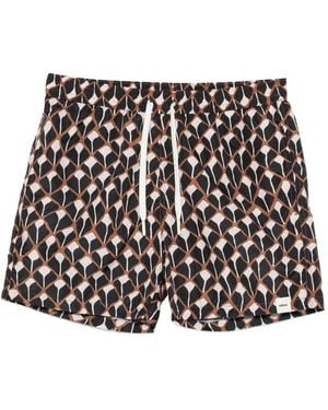 Altea Geometric-Print Drawstring Swim Shorts - White
