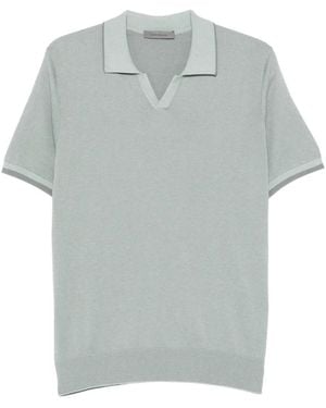 Corneliani Textured-Knit V-Neck T-Shirt - Grey