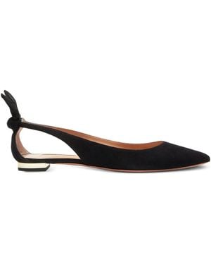 Aquazzura Bow Tie Cut-Out Ballet Flats - Black