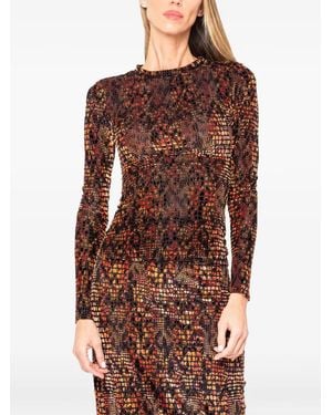 JBQ Hugo Mosaic-Print Ruched Top - Red