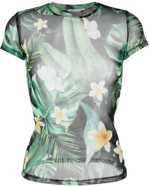 Philipp Plein Sheer Graphic-Print T-Shirt - Green