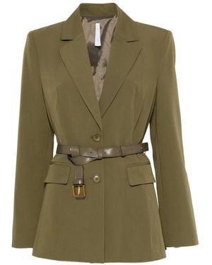 Imperial Belted Single-Breasted Blazer - Green