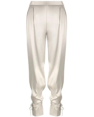 Contessa Mills Mane Pleated Tie-Cuff Trousers - White