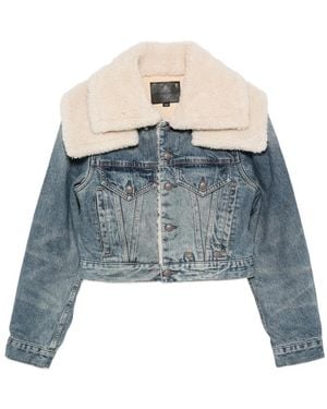 R13 Sherpa-Collar Denim Jacket - Blue
