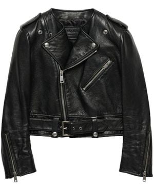 Prada Bikerjacke Aus Leder - Schwarz