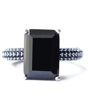Izabel Display Mega Rectangle-Shaped Zirconia Ring - Black