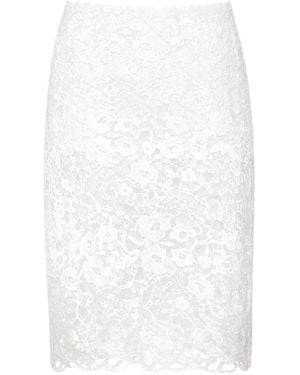 Vivetta Floral-Lace Midi Skirt - White