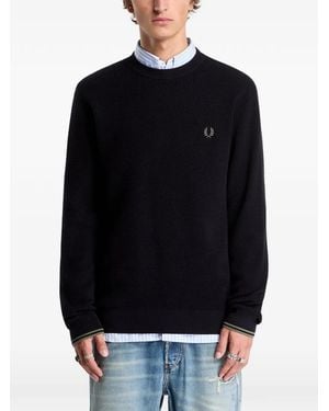 Fred Perry Waffle-Stitch Jumper - Black