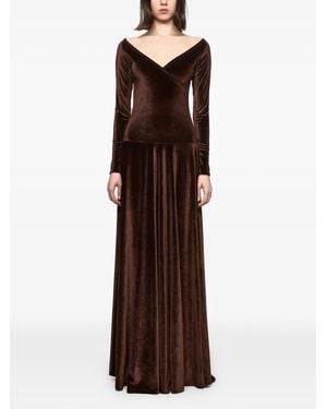 Atu Body Couture Velvet Maxi Gown - Brown