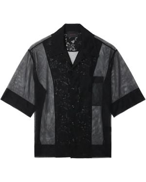 Simone Rocha Lace-Panel Mesh Shirt - Black