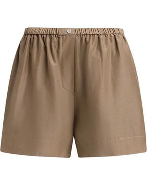 12 STOREEZ Elasticated-Waist Cotton Shorts - Natural