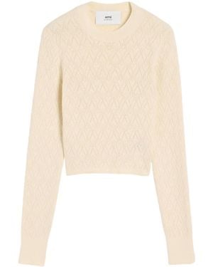 Ami Paris Ami De Coeur Cotton-Blend Top - Natural